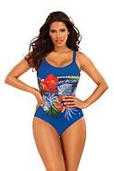 One-piece swimsuit, high quality microfiber, tropical pattern